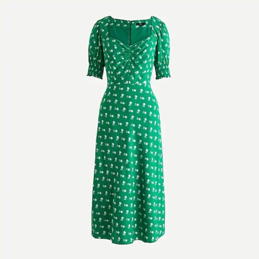 J.Crew Puff Sleeve Midi Dress in Floral Print Sz 4